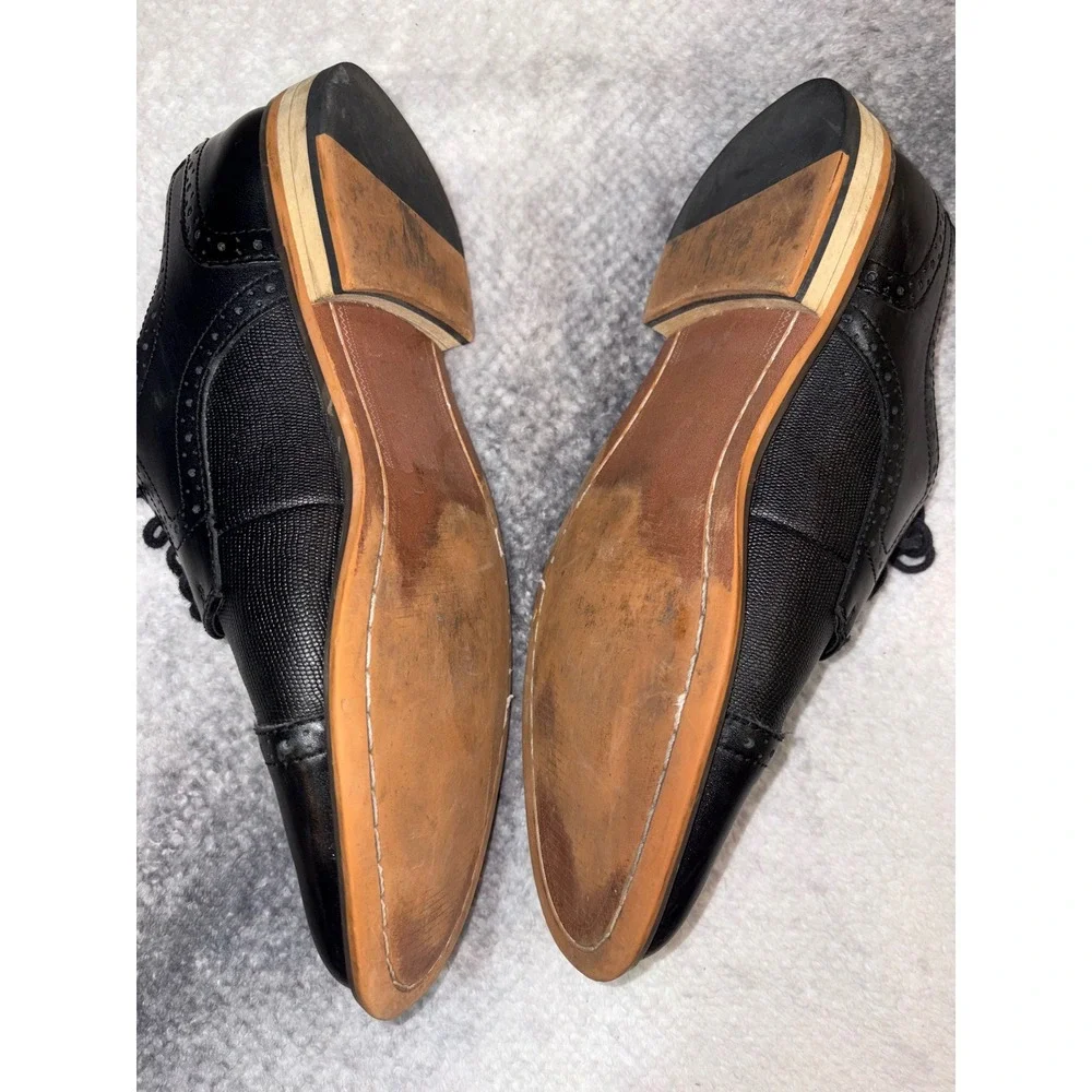 Bar‎ III Parker Mens Black Leather Cap Toe Brogue Oxford Dress Shoes Size 8.5